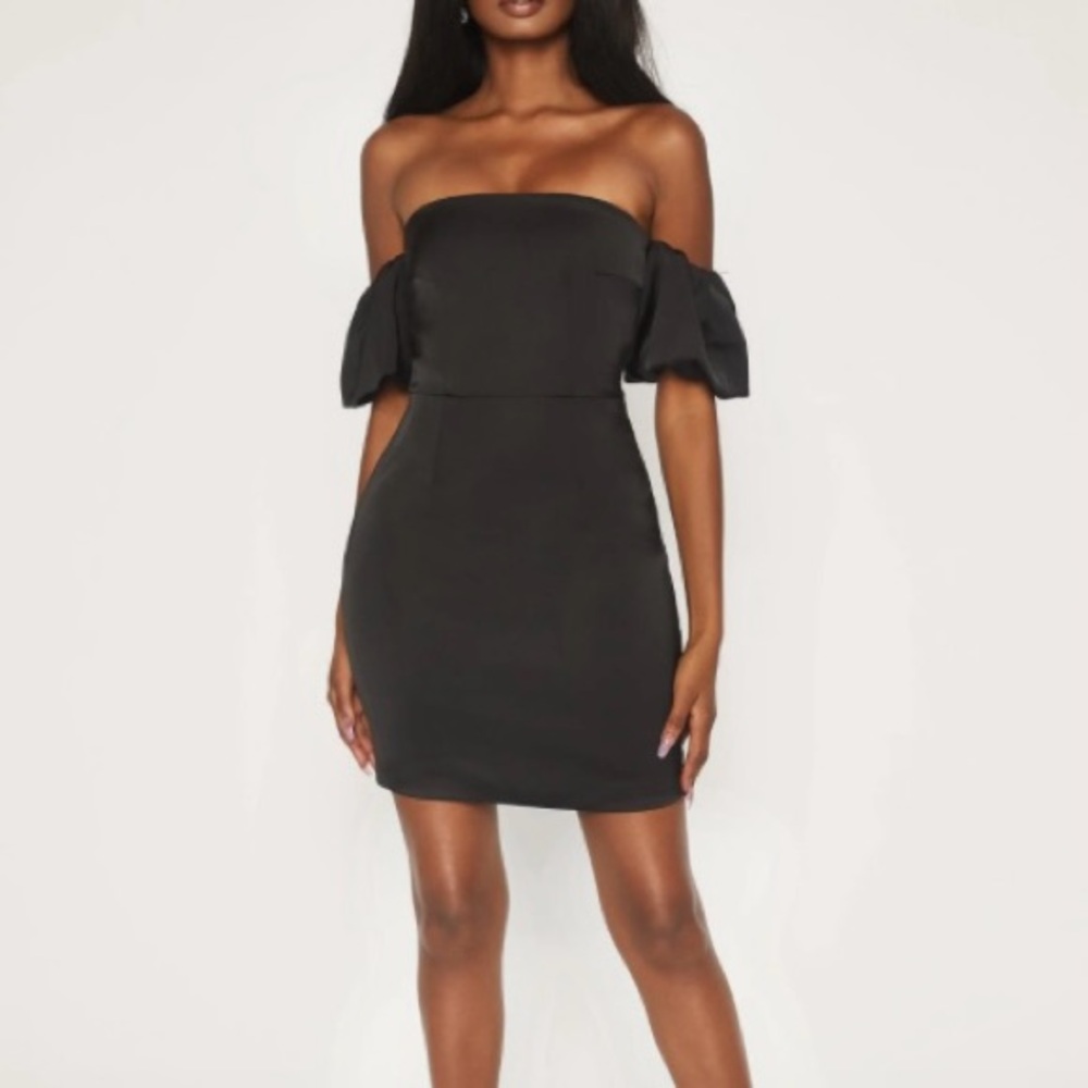 Meshki Black Off-Shoulder Mini Dress